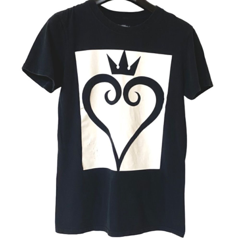 Disney Kingdom Hearts Women’s Black White Heart and Crown Graphic Shirt